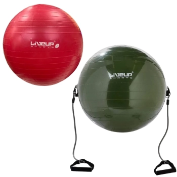 Kit Bola Premium Vermelha 45 Cm + Bola Pilates 65 Cm Extensor Elstico + Mini Bomba Inflar Academia