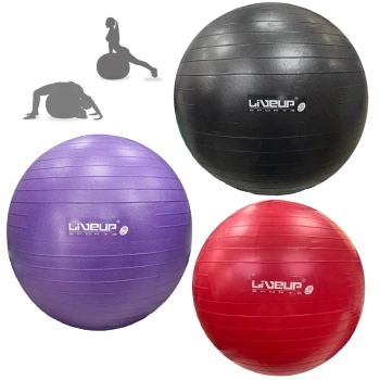 Kit Bolas Premium Yoga Vermelha 45 Cm + Roxa 55 Cm + Preta 65 Cm + Bomba Inflar Academia e Pilates