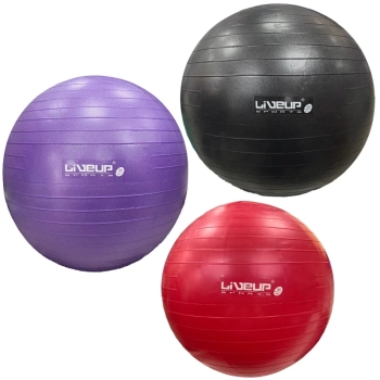 Kit Bolas Premium Yoga Vermelha 45 Cm + Roxa 55 Cm + Preta 65 Cm + Bomba Inflar Academia e Pilates