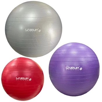 Kit Bolas Premium Pilates Vermelha 45 Cm + Roxa 55 Cm + Cinza 85 Cm + Mini Bomba de Inflar Academia