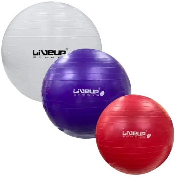 Kit Bolas Suas Ginastica Yoga Branca 65cm + Roxa 55 Cm + Vermelha 45 Cm Exerccios Academia Treino