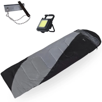 Kit Saco de Dormir Max 2 em 1 Camping + Pederneira Flint Liga de Magnsio + Lanterna Keyled com Im