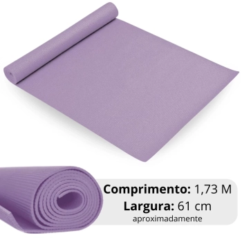 Colchonete Tapete Yoga Pilates em Eva Lilas 1,73 Mts Antiderrapante Ginstica Academia Fitness Exerccios