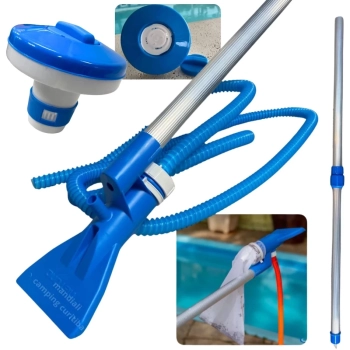 Kit Aspirador com Haste 1 Mt + Mini Flutuador para Limpeza e Manuteno de Piscinas