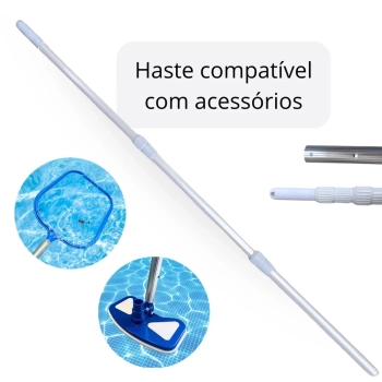 Kit Limpeza de Piscina Peneira + Mangueira 4 M 32mm+ Haste 3,30 M + Aspirador + Flutuador