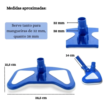 Kit Limpeza de Piscina com Peneira + Aspirador Asa Delta + Haste 1,60 M Desmontvel + Mini Flutuador