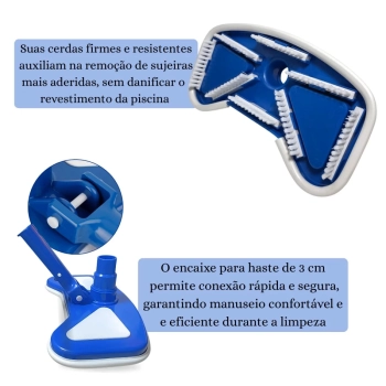Kit Limpeza de Piscina com Peneira + Aspirador Asa Delta + Haste 1,60 M Desmontvel + Mini Flutuador