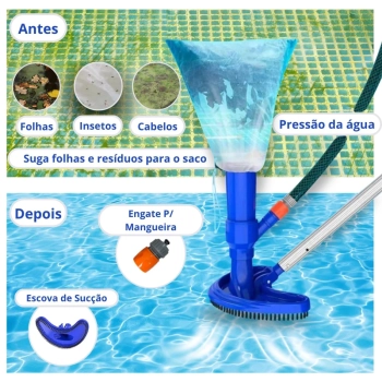 Kit Piscina 5000 L + Capa, Forro + Aspirador + Peneira + Haste 1,60 M Desmontvel + Mini Flutuador
