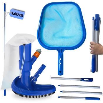 Kit Manuten��o Limpeza de Piscina Aspirador + Peneira + Haste 1,60 M em Alum�nio Desmont�vel