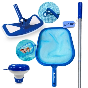 Kit Limpeza de Piscina com Peneira + Aspirador Asa Delta + Haste 1,60 M Desmont�vel + Mini Flutuador