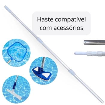 Kit Limpeza Piscina Flutuador+ Peneira+ Haste 3,30m+ Aspirador+ Esfreg�o+ Mangueira 4m + Escova Reta