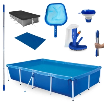 Kit Piscina 3000 Litros + Capa, Forro + Aspirador + Peneira + Haste 1,60 M Desmontvel + Mini Flutuador
