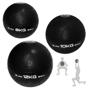 Kit Bola Slam Ball com 8 Kg + 10 Kg + 12 Kg Preta Liveup