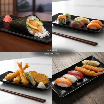 Travessa Rasa 21,5 Cm Prato Preto para Restaurante Comida Japonesa Buffet Sushi em Melamina