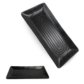 Travessa Rasa 21,5 Cm Prato Preto para Restaurante Comida Japonesa Buffet Sushi em Melamina