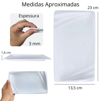 Prato Travessa 23 Cm para Buffet Sushi Finger Food Petisqueira Sobremesa Restaurante