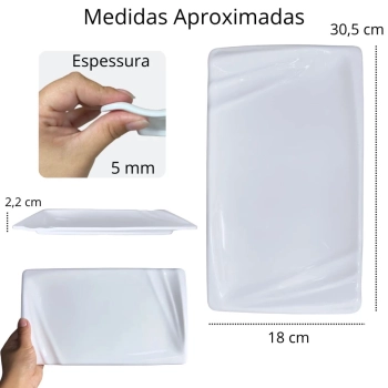 Prato Travessa 30,5 Cm para Restaurante Buffet Sushi Finger Food Petisqueira