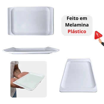 Travessa Bandeja 20,5 Cm Retangular para Buffet Sushi Sobremesa Finger Food Petisqueira