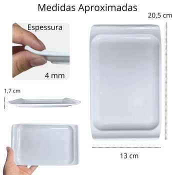 Travessa Bandeja 20,5 Cm Retangular para Buffet Sushi Sobremesa Finger Food Petisqueira