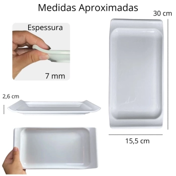 Travessa Bandeja 30 Cm Retangular para Buffet Sushi Finger Food Petisqueira Doceira Expositor