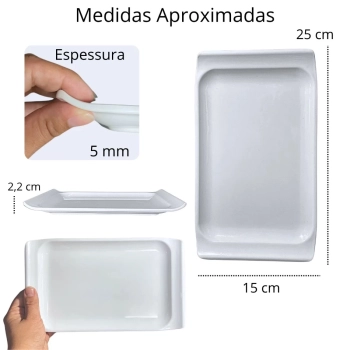 Travessa Bandeja 25 Cm Retangular para Buffet Sushi Finger Food Petisqueira Doceira Expositor