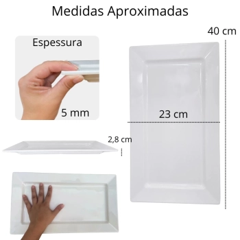 Travessa 40 Cm Retangular para Buffet Sushi Restaurante em Melamina Premium
