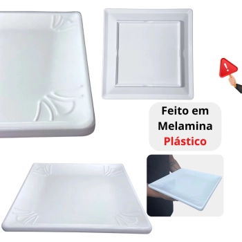 Prato Quadrado Raso 30,5 X 30,5 Cm Travessa para Poro Petisco Salgados Restaurante Saladeira Buffet