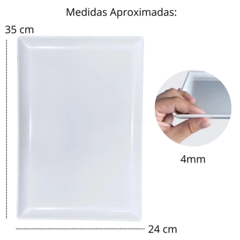 Travessa Prato para Buffet 35 Cm em Melamina Branca Ideal para Sushi Comida Japonesa