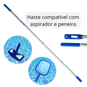 Kit Limpeza de Piscina com Aspirador Asa Delta + Haste 1,60 M Desmontvel+ Flutuador + Peneira