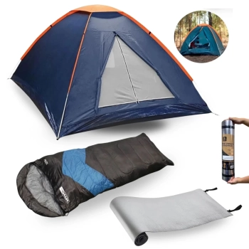 Kit Colchonete Isolante 1,80 M + Barraca Panda 3 Pessoas + Saco de Dormir Viper Camping Trilha