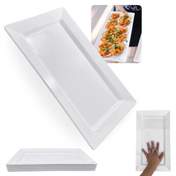 Kit 5 Travessas 40 Cm Retangulares para Buffet Sushi Restaurante em Melamina Plstico