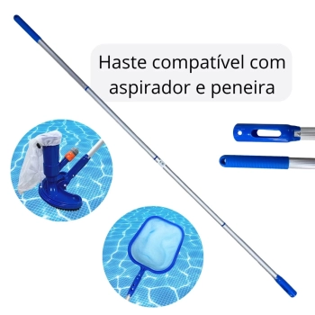 Kit Limpeza para Piscina Acess�rios Aspirador + Haste 1,60 M Desmont�vel + Mini Flutuador