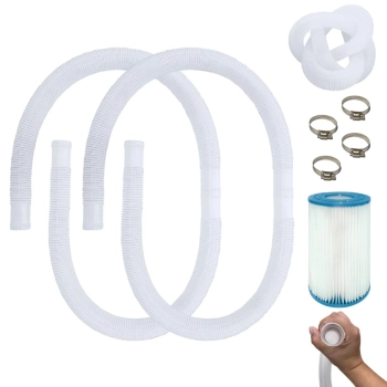 Kit 2 Mangueiras 1,45 M 32 Mm + Refil para Reposio Filtro 3600 L/H de Piscina + Abraadeiras