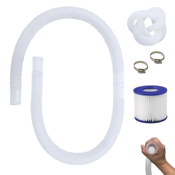 Kit Mangueira 1,45 M 32 Mm (1 Und) + Refil para Reposio Filtro 2200 L/H de Piscina + Abraadeiras