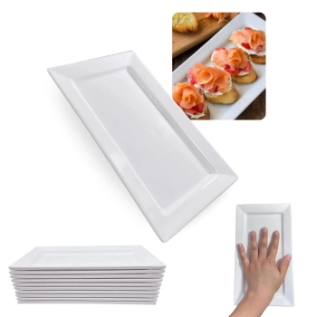 Kit 10 Travessas 25 Cm Retangulares para Buffet Sushi Restaurante em Melamina / Plstico