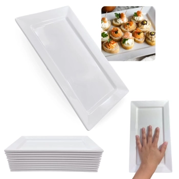 Kit 10 Travessas 30 Cm Retangulares para Buffet Sushi Restaurante em Melamina / Plstico