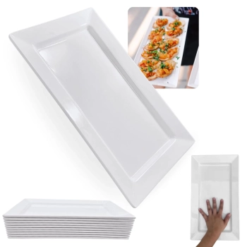 Kit 10 Travessas 40 Cm Retangulares para Buffet Sushi Restaurante em Melamina Plstico