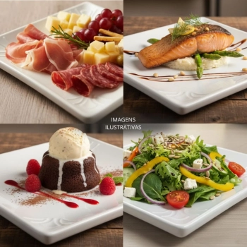 Kit 10 Pratos Quadrados Rasos 20 X 20 Cm Travessas para Sobremesa Por��o Pequena Restaurante Buffet