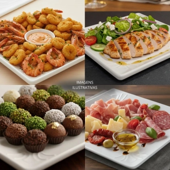 Kit 20 Pratos Quadrados Rasos 25 X 25 Cm Travessas para Por��o Petisco Salgados Restaurante Saladeira Buffet