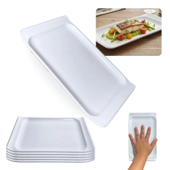 Kit 5 Travessas Bandejas 25 Cm Retangulares para Buffet Sushi Finger Food Petisqueira Doceira Expositor