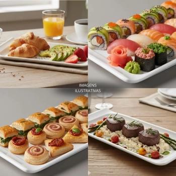 Kit 10 Travessas Bandejas 30 Cm Retangulares para Buffet Sushi Finger Food Petisqueira Doceira Expositor