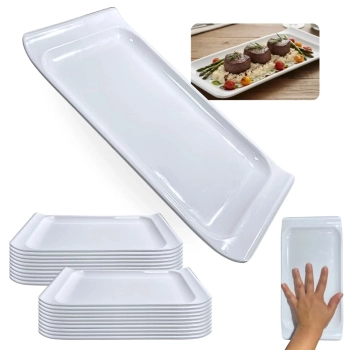 Kit 20 Travessas Bandejas 30 Cm Retangulares para Buffet Sushi Finger Food Petisqueira Doceira Expositor