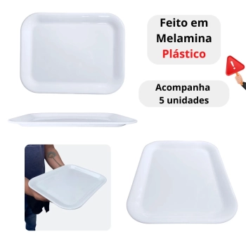 Kit 5 Travessas Bandejas 33,5 Cm para Buffet Sushi Expositor Vitrine Padaria Confeitaria Petisqueira