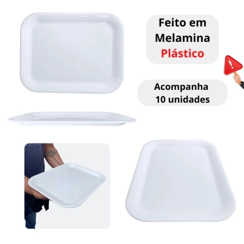 Kit 10 Travessas Bandejas 33,5 Cm para Buffet Sushi Expositor Vitrine Padaria Confeitaria Petisqueira
