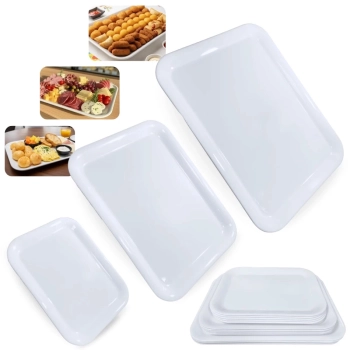 Kit 15 Travessas Bandejas 33,5 Cm, 38 Cm e 44 Cm (5 Und Cada) para Buffet Expositor Vitrine Padaria