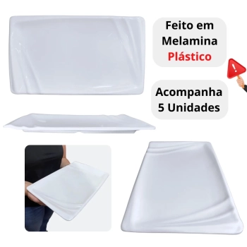 Kit 5 Pratos 30,5 Cm Travessas para Restaurante Buffet Sushi Finger Food Petisqueira
