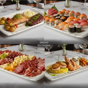 Kit 10 Pratos 30,5 Cm Travessas para Restaurante Buffet Sushi Finger Food Petisqueira