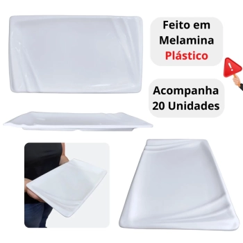 Kit 20 Pratos 30,5 Cm Travessas para Restaurante Buffet Sushi Finger Food Petisqueira