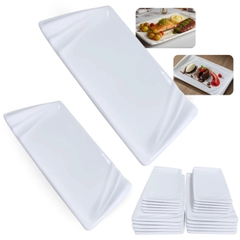 Kit 20 Pratos 23 Cm e 30,5 Cm (10 Und Cada) Travessas para Restaurante Buffet Sushi Finger Food Petisqueira