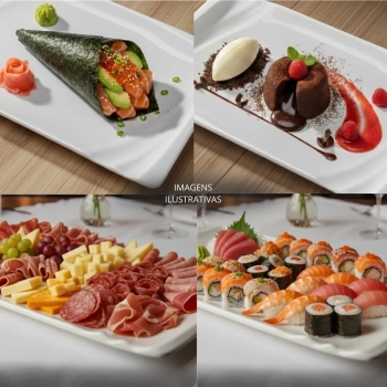 Kit 20 Pratos 23 Cm e 30,5 Cm (10 Und Cada) Travessas para Restaurante Buffet Sushi Finger Food Petisqueira